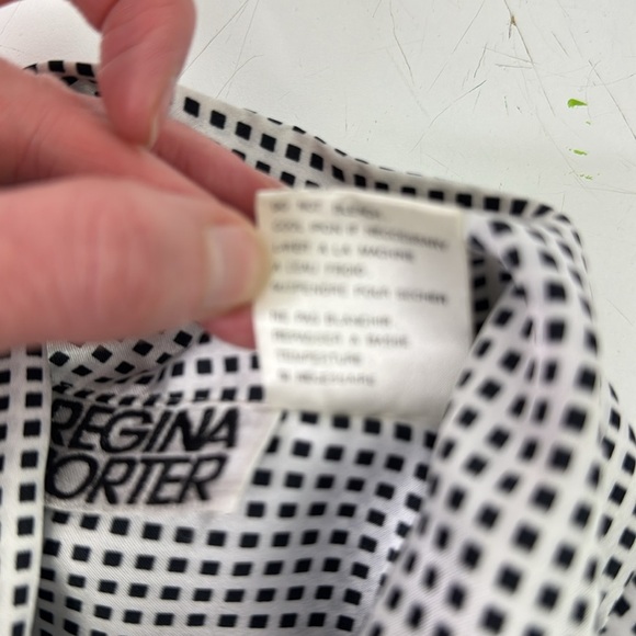 Vintage Regina Porter Elegant Black and White Blouse with Bow Women's Top - Picture 8 of 13